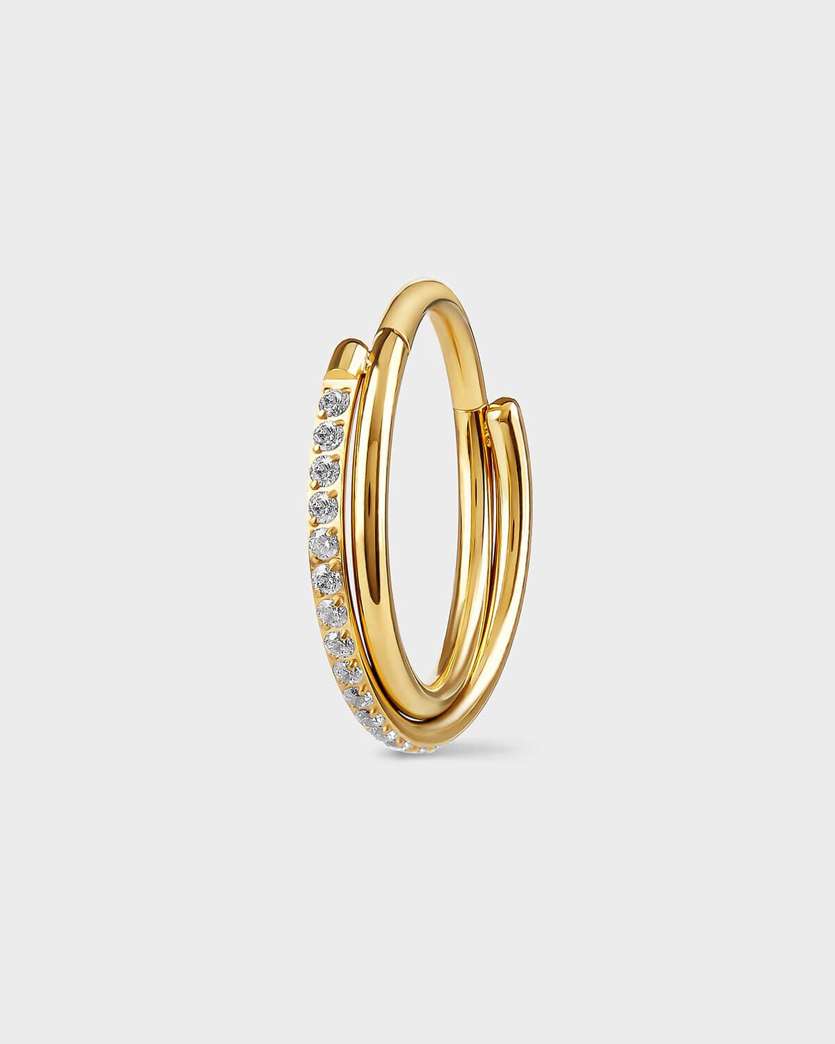 Gold Twist Ring Made from Titanium with pave gems