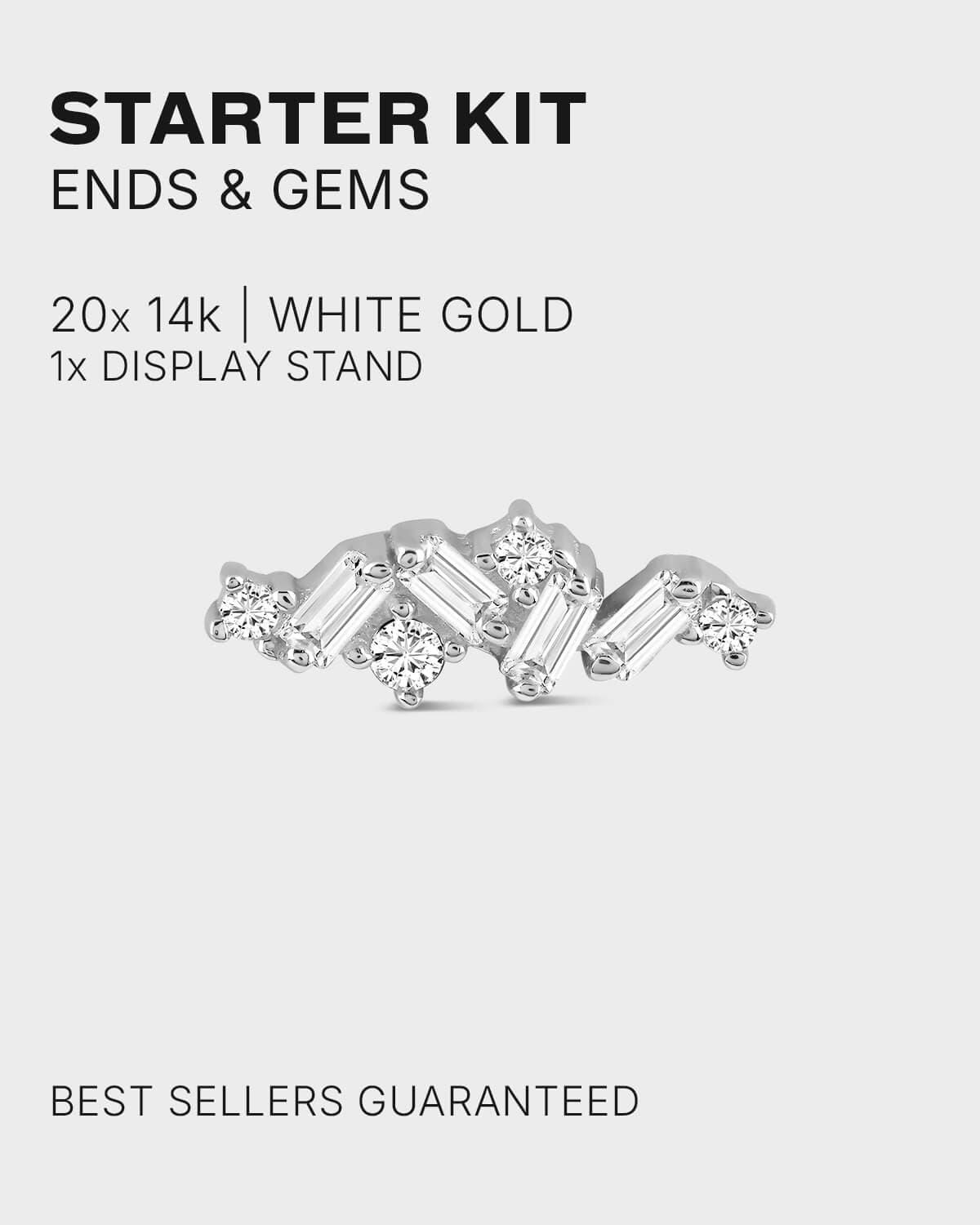21pc 14k White Gold Ends & Gems Starter Kit