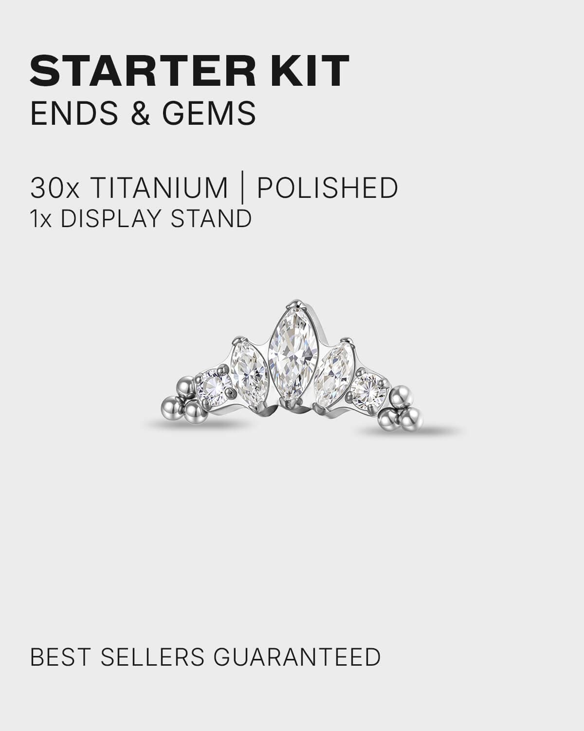 31pc Polished Titanium Ends & Gems Starter Kit