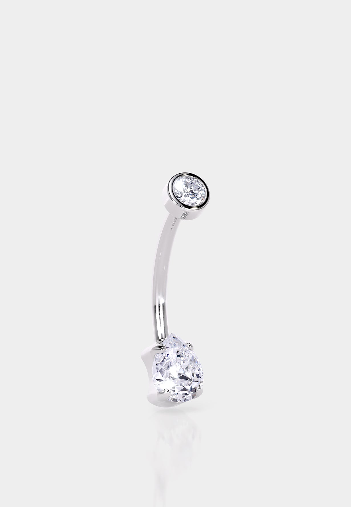 Titanium Navel Bar with Clear Gemstones