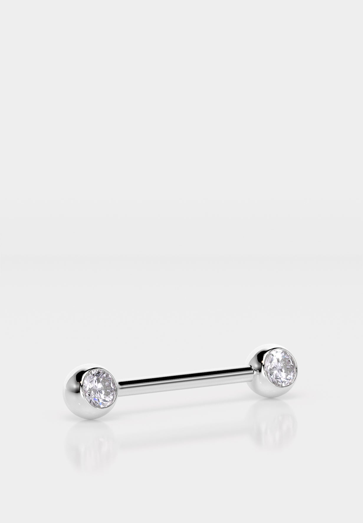 Titanium Nipple Bar with Clear Gemstones